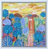 Red Roof by Claire West, Painting, Acrylic on canvas